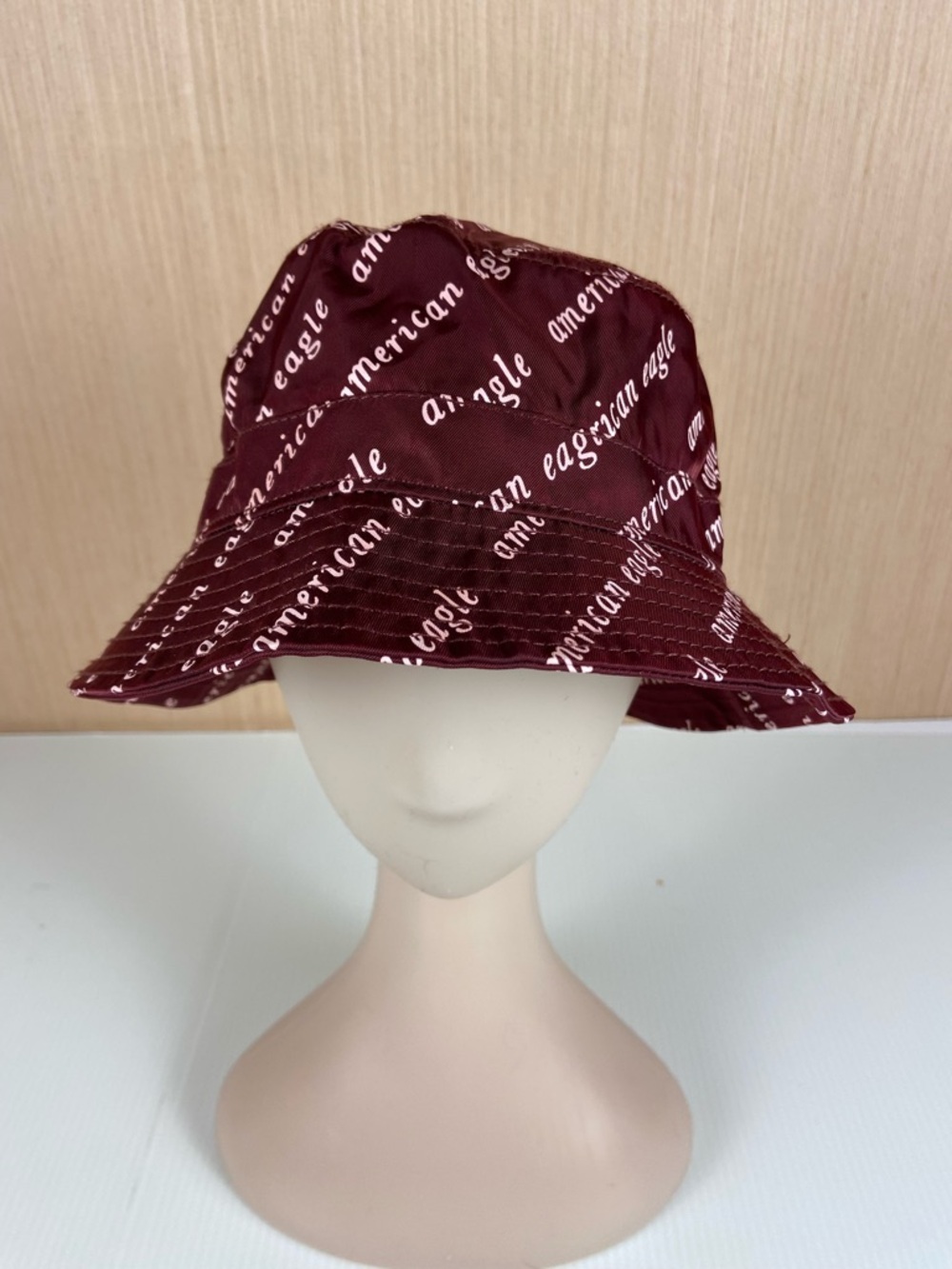 American Eagle Burgundy Logo Bucket Hat L/XL